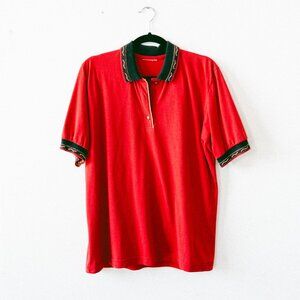 Vintage 1980s Red Golf Polo w/ Royal Blackheath Golf Club Buttons – Unisex M